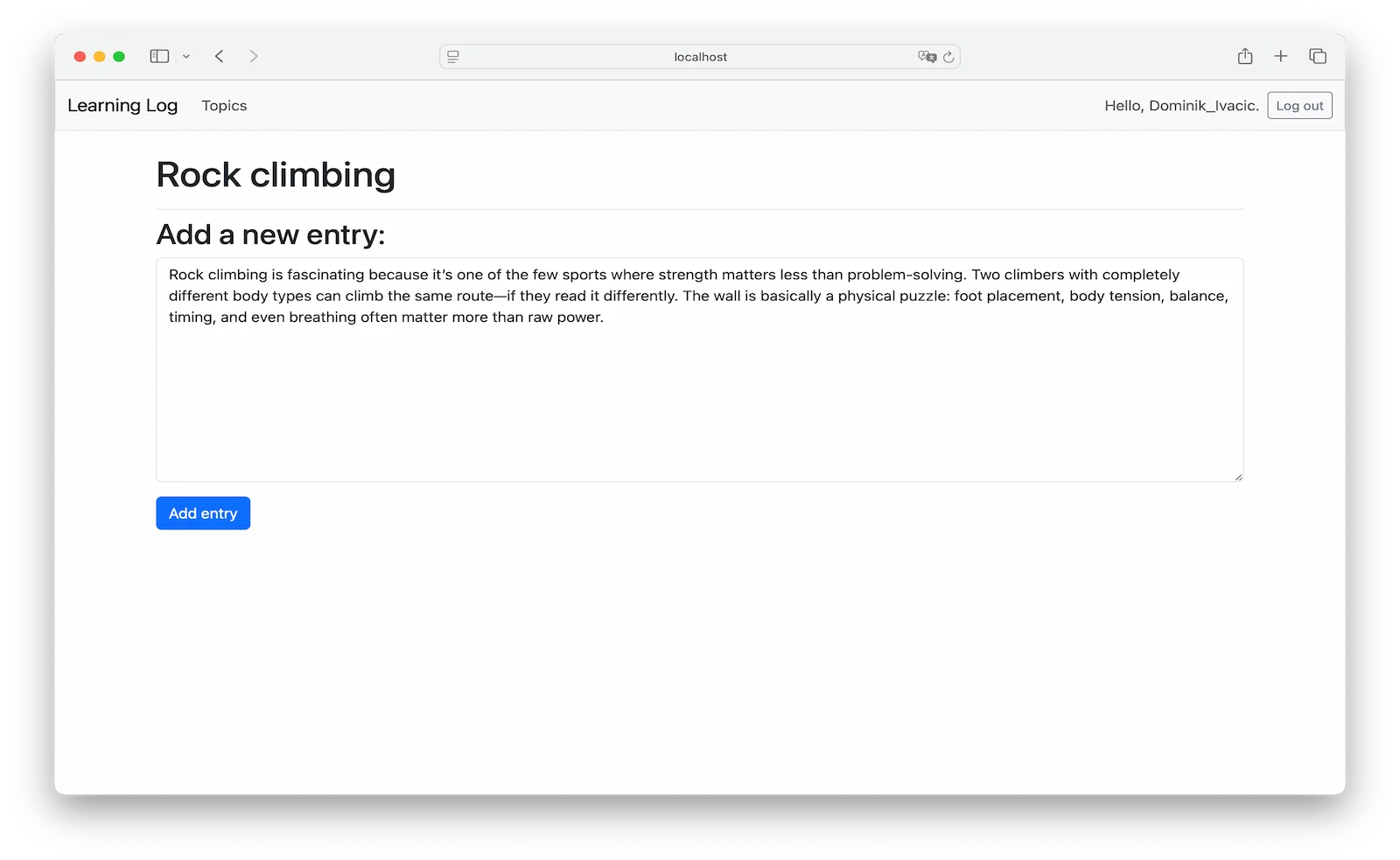 Learning Log