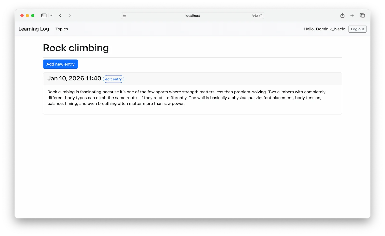 Learning Log