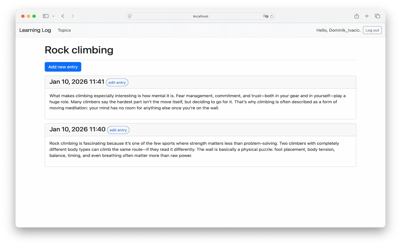 Learning Log