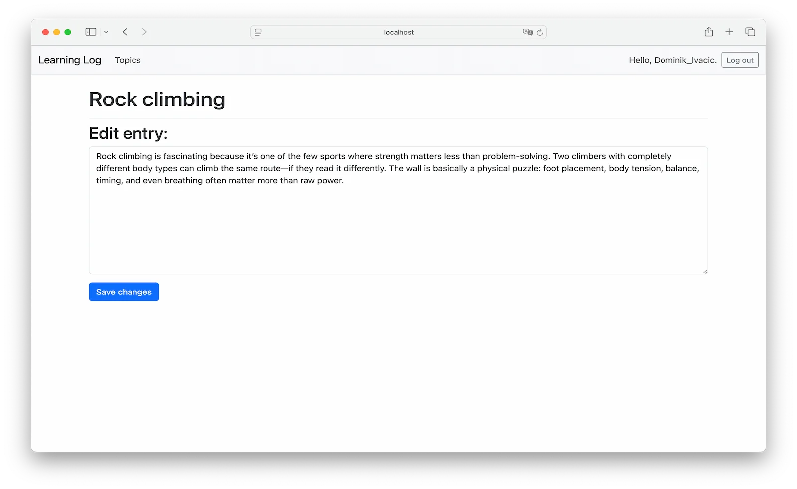 Learning Log