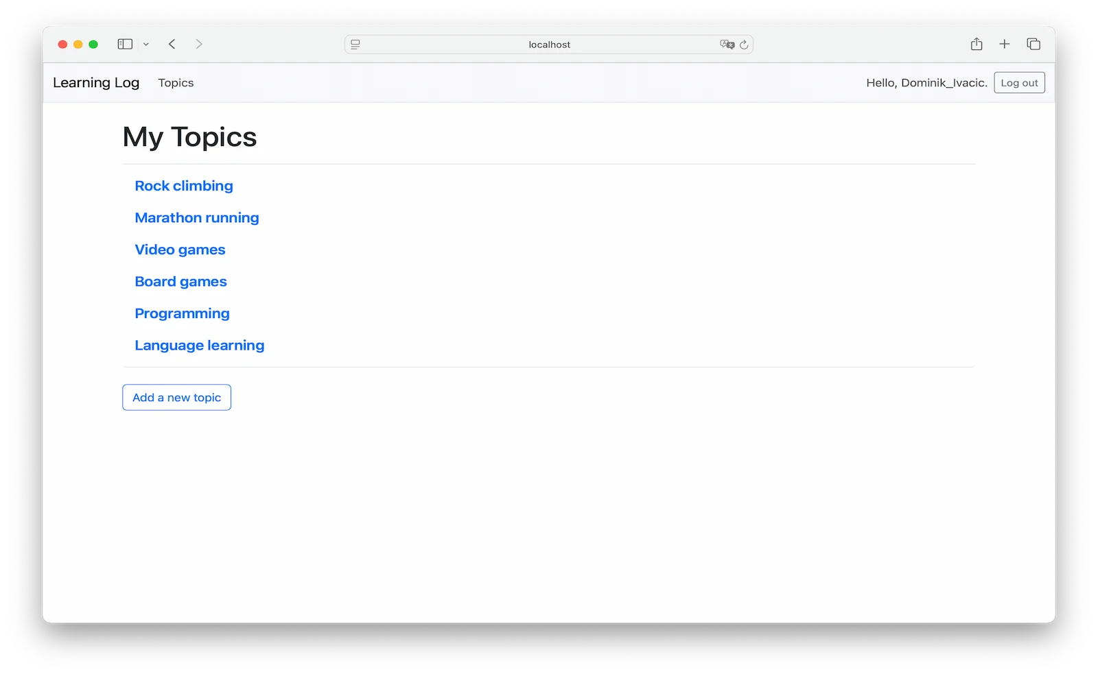 Learning Log